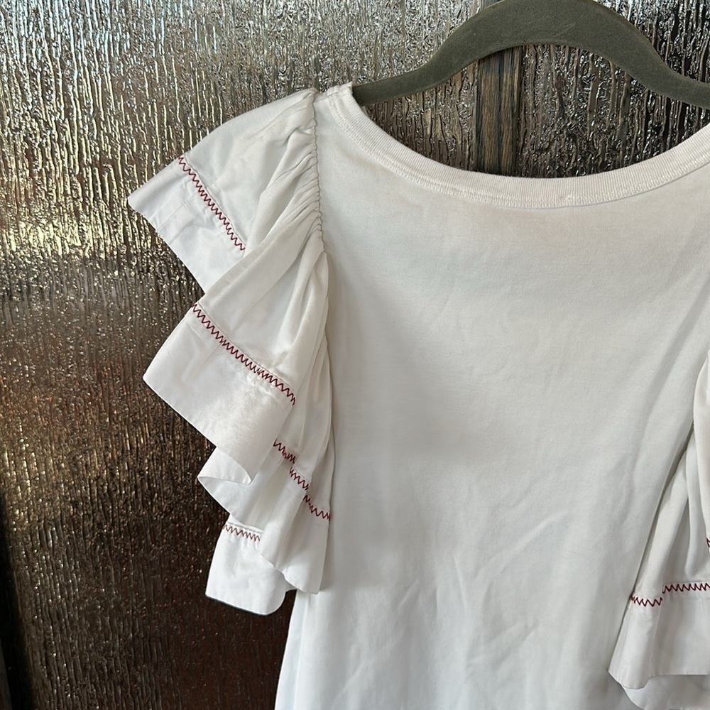See By Chloe White Flared Sleeveless Stitched Ruffled Tunic Top size S - Picture 11 of 12